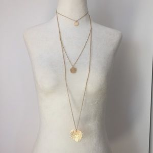 Hibiscus and Palm Leaf Pendant Necklace